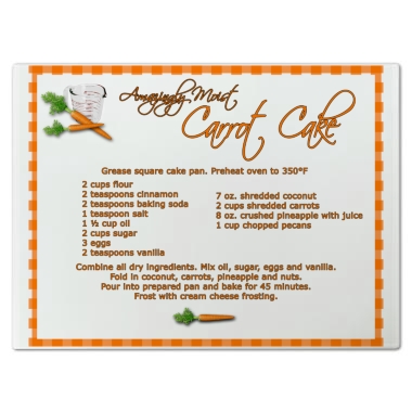 Carrot Cake Recipe Cutting Board