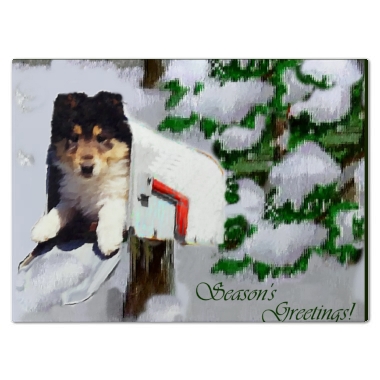 Collie Puppy In Mailbox Large Cutting Board