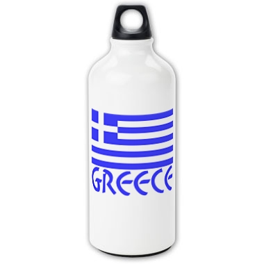 Aluminum water bottle with the Greek Flag and the name 