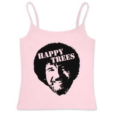 Bob Ross - Happy Trees Stencil Women's Fitted Cami - Bob Ross Merchandise - Nielsen Graphics - Shirt Design - Printfection.com