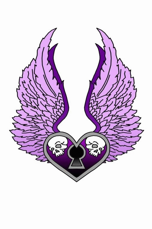 Heart Wing Skull Lock T-Shirt - Heart Lock Skull Wing Design - Tattooed 