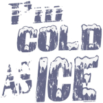 Vintage tee shirt that reads, "I'm cold as ice" with snowy letters in shades of blue across front of chest.