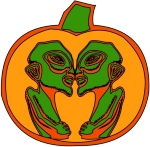 Now you know why it's not a good idea to eat pumpkin seeds...they grow into icky green aliens who live inside pumpkins. Nice halloween costume shirt you can wear year round because aliens inside pumpkins are scary all year long.