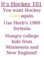 This design also has a limited market appeal, but it explains what we can do to get back the gold in Olympic hockey.