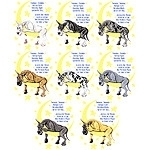 Great Danes draped over a cresent moon available in Black, Blue, Fawn, Brindle, Brindlequin, Fawnquin, Harlequin, Mantle, Merle & White.