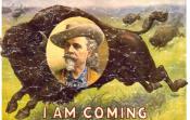 William Frederick "Buffalo Bill" Cody was an American soldier, bison hunter and showman. One of the most colorful figures of the Old West, and famous for his shows . The design has a lightly distressed appearance as though you've had it for years.