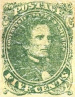 This stamp, issued in 1861 with President Jefferson, was issued to initiate South Carolina's succession from the U.S. The design has a lightly distress look for a more aged appearance as though you've had it for years.