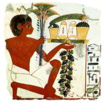 This is only a small section of a much larger mural surrounding a false door. The false door, a narrow passage between this world and beyond is a strong symbol which goes back as far as the Old Kingdom (2649 BCE).