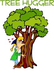 A cute cartoon showing a girl hugging a tree. Show the world that your a tree hugger and proud of it.
