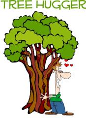 A cute cartoon showing a guy hugging a tree. Show the world that your a tree hugger and proud of it.
