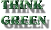 Think Green text with a green texture with a shadow to give it a very 3D effect.