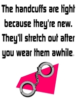 Funny police and handcuffs sayings on t-shirts.