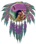 The "Eagle Maiden" in this design is a Native American girl who has a special spiritual connection with the eagles. A tranquil scene that is done beautifully in purples and teals. Makes a lovely gift!