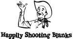 Had a vasectomy? Want to avoid awkward first date conversation? Here's a great design to help you meet other child-free by choice friends. A friendly cowboy waves and says "Happily Shooting Blanks."