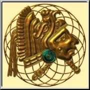 A Mayan ornamental head textured in metal, with a metal mesh background. The perfect gift for lovers of ancient South American art, and a unique design for people with a taste for the unusual.