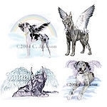 Misc artwork featuring various colors of great danes - some cropped some not, with wings, clouds, rainbows, etc.. They are our guardians, our angels, our danes.