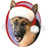 Happy German Shepherd Dog is wearing his Santa Hat and ready to help you celebrate the holidays.