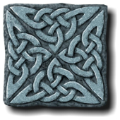 A classic Celtic triangle knot combined to form a square.