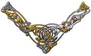 Two Celtic dogs intertwine into this stunning necklace design.
