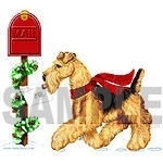 Taking his holiday greetings to the mail box, this Airedale Terrier strolls through the snow sporting his knitted red scarf. Treat yourself to some Airedale Christmas cheer or give as a gift to the dog lover on your list.
