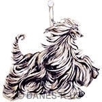 Afghan Hound Carousel design One in a Series of Two - Moving Afghan Hound. Flowing coat in shades of purples, tans and creams in a moving stance with carousel pole.