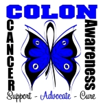 Colon Cancer Awareness T-Shirts with cool grunge blue butterfly ribbon to promote awareness and advocacy for Colon Cancer with style.