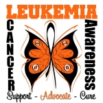 Leukemia Awareness T-Shirts with cool grunge orange butterfly ribbon to promote awareness and advocacy for Leukemia with style.