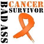 Show that you're a "Bad Ass" Leukemia Survivor with our line of Bad Ass Cancer Survivor Leiomyosarcoma T-Shirts & Apparel with cool grunge orange ribbon in a distressed fashion to wear proudly.