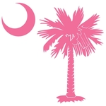 The pink palmetto and crescent moon design is a symbol of South Carolina pride. Buy pink palmetto moon t-shirts, sweatshirts, or other clothing or gift items.