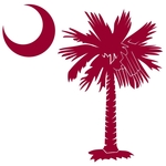 The garnet palmetto and crescent moon pocket print design is a symbol of South Carolina pride. Buy garnet palmetto t-shirts, sweatshirts or other clothing items with the palmetto moon printed on the pocket area.