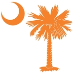 The orange palmetto and crescent moon pocket print design is a symbol of South Carolina pride. Buy orange palmetto t-shirts, sweatshirts or other clothing items with the palmetto moon printed on the pocket area.