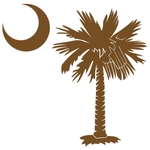 The chocolate brown palmetto and crescent moon pocket print design is a symbol of South Carolina pride. Buy chocolate brown palmetto t-shirts, sweatshirts or other clothing items with the palmetto moon printed on the pocket area.