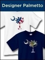 South Carolina's popular palmetto moon logo with pop culture, designer flair. Buy a palmetto shirt with the earth and moon, american flag, pirate theme, or one of several other unique designs.
