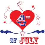 July 4th t-shirts, sweatshirts and gear for kids and adults featuring red white and blue heart with stars for a star-spangled independence day!