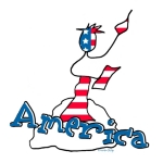 USA shirts and apparel perfect for 4th of july, Independence day weekend or other American holiday. Features whimsical art of the Statue of Liberty in stars and stripes.
