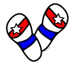 Flip-flop t-shirts, sweatshirts and giftware with picture of beach flip flops in red, white and blue and stars and stripes design.