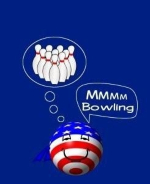 This cool smiley face bowling shirt has a stars and stripes smiley face bowler with only one thing on his mind -- all the time. It's bowling.