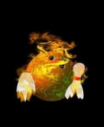 This nutty bowler shirt design shows the remains of a bowling ball on fire, sitting next to a broken, smoldering bowling pin.