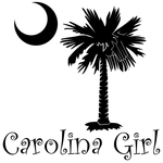 Carolina Girls are the best in the world! Choose your favorite shirt style and color for this black version of our popular carolina girl design that also features the palmetto and moon logo of South Carolina.