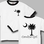 Carolina Girls are the best in the world! The deluxe print features a black palmetto moon on the front pocket area and a matching carolina girl design that also features the palmetto and moon logo of South Carolina.