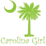 Carolina Girls are the best in the world! Choose your favorite shirt style and color for this lime green version of our popular carolina girl design that also features the palmetto and moon logo of South Carolina.