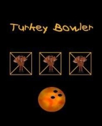 This whimsical bowling shirt design shows a special bowling score card with three turkeys in a row, making the wearer an official Turkey Bowler. It also includes an image of a colorful bowling ball.