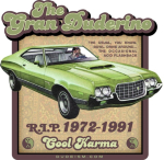 It was a good car. That heap really could roll. The Dude's 1972 Ford Gran Torino. Not as beautiful as Clint Eastwood's prized model, but beloved just the same. The Nihilists killed it, but it lives forever on your shirt or what-have-you.