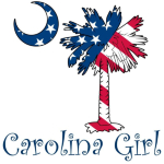 Carolina Girls are the best in the world! Choose your favorite shirt style and color for this patriotic American Flag version of our popular Carolina Girl design that features a palmetto with the stars and stripes of the U.S. Flag.