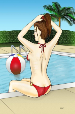 Remember warm summer days sitting at the side of the pool with legs dangling in the cool water with this beautiful image.