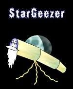 This funny stargazer shirt design shows a rickety old telescope with Moon in the background. It's a metaphor for the old, retired stargazers. It's titled "StarGeezer."