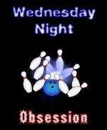 This witty bowling shirt design is for the Wednesday night league bowler. It shows a fast moving bowling ball hitting the strike zone, with the caption: "Wednesday Night Obsession."
