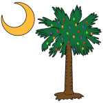 Celebrate a Palmetto Christmas in South Carolina with a Christmas Palmetto Moon T-Shirt, Sweatshirt, or other apparel item. This version features a pocket sized version of the Christmas Tree Palmetto.