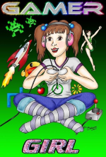 Who says girls can't kick-butt in video games? Show that you are a gamer girl with this cool arcade inspired image.