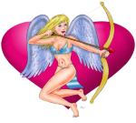 This beautiful angelic cupid takes aim at a lover's heart.